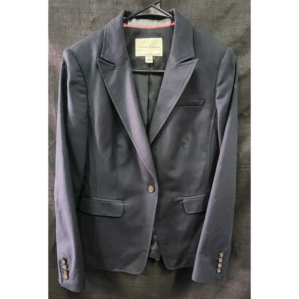 Banana Republic‎ Blazer Jacket Womans 8 Black Stretch Lined 1 Button NWOT